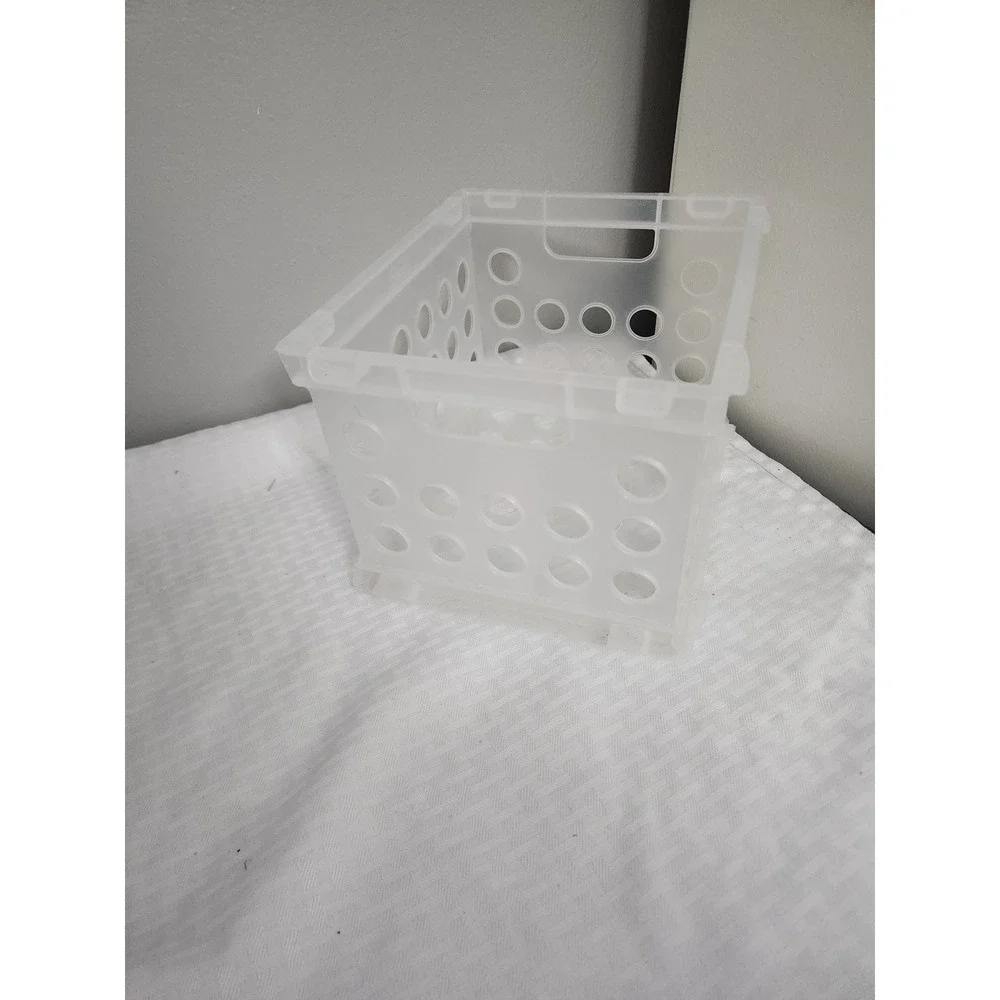 Sterilite Mini Crate Frosted Clear Plastic Stackable Storage Bin Organizer